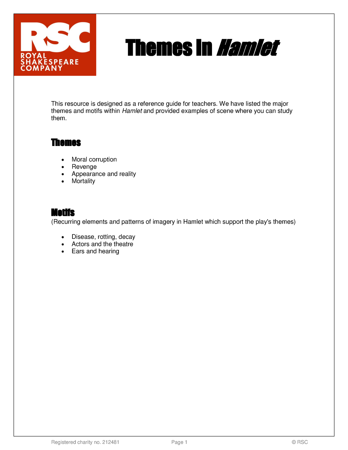 Themes Hamlet This Resource Is Designed As A Reference Guide For   Thumb 1200 1553 