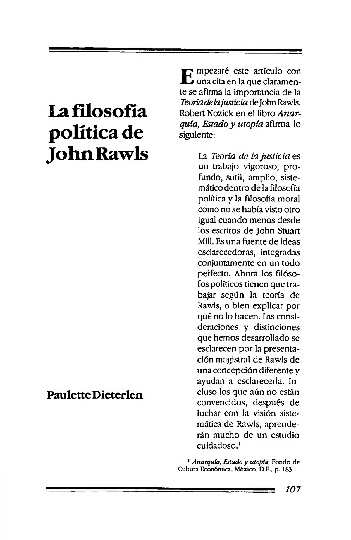 Dialnet La Filosofia Politica De John Rawls La Filosofia Politica De John Rawls Paulette Dieterlen Ez Ar Ste Art Cu Lo Cita La Laram En Te Se Afirm La Studocu