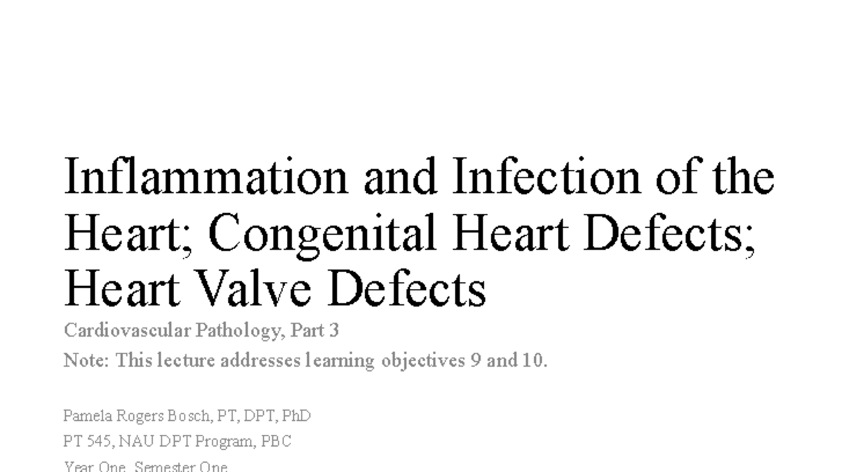 Inflammation And Infection Of The Heart Inflammation and Infection of
