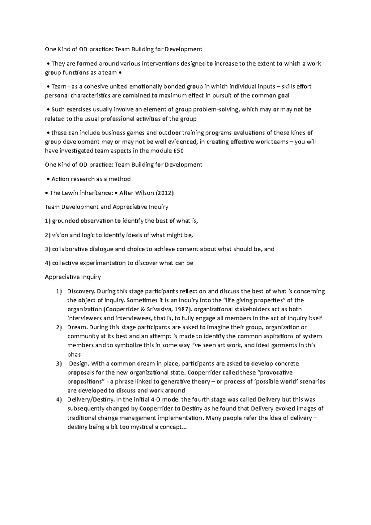 One Kind of OD practice - During this stage participants reflect on and ...