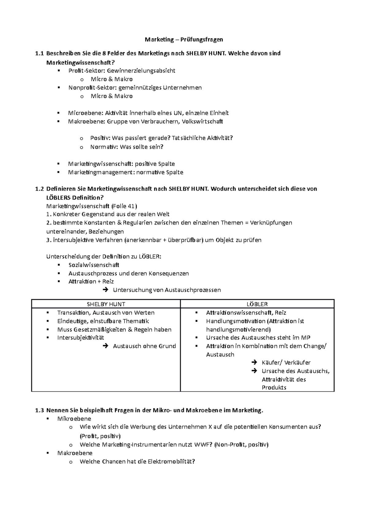 Marketing Teil 1 Zusammenfassung Klausurfragen WS1718 - Warning: TT ...