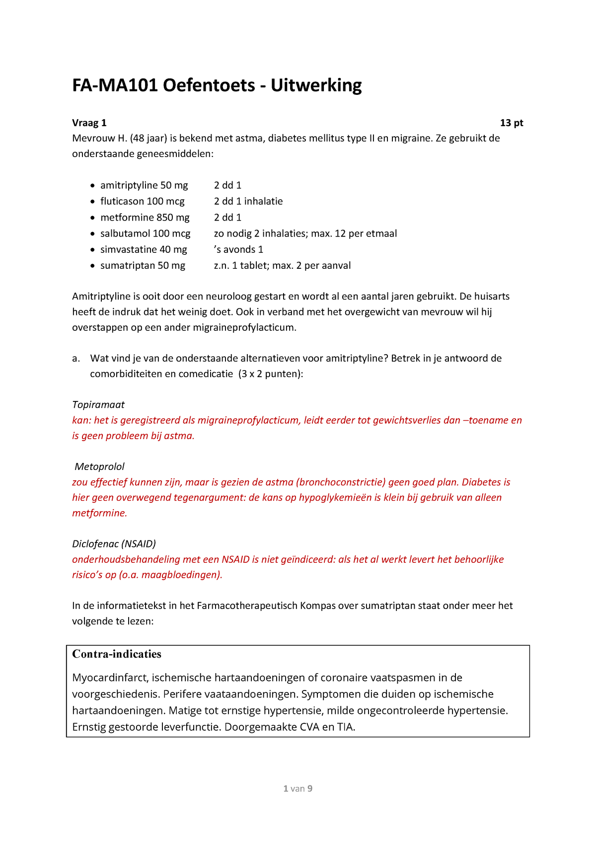 Proef/oefen Tentamen 7 Maart, Vragen En Antwoorden - FA-MA101 ...