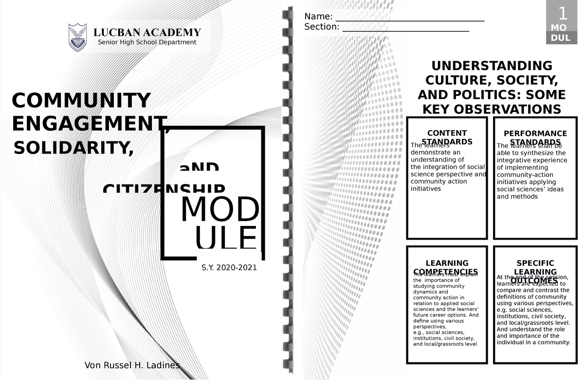 CESC Module 1 - Community Engagement, Solidarity, And Citizenship - MO ...