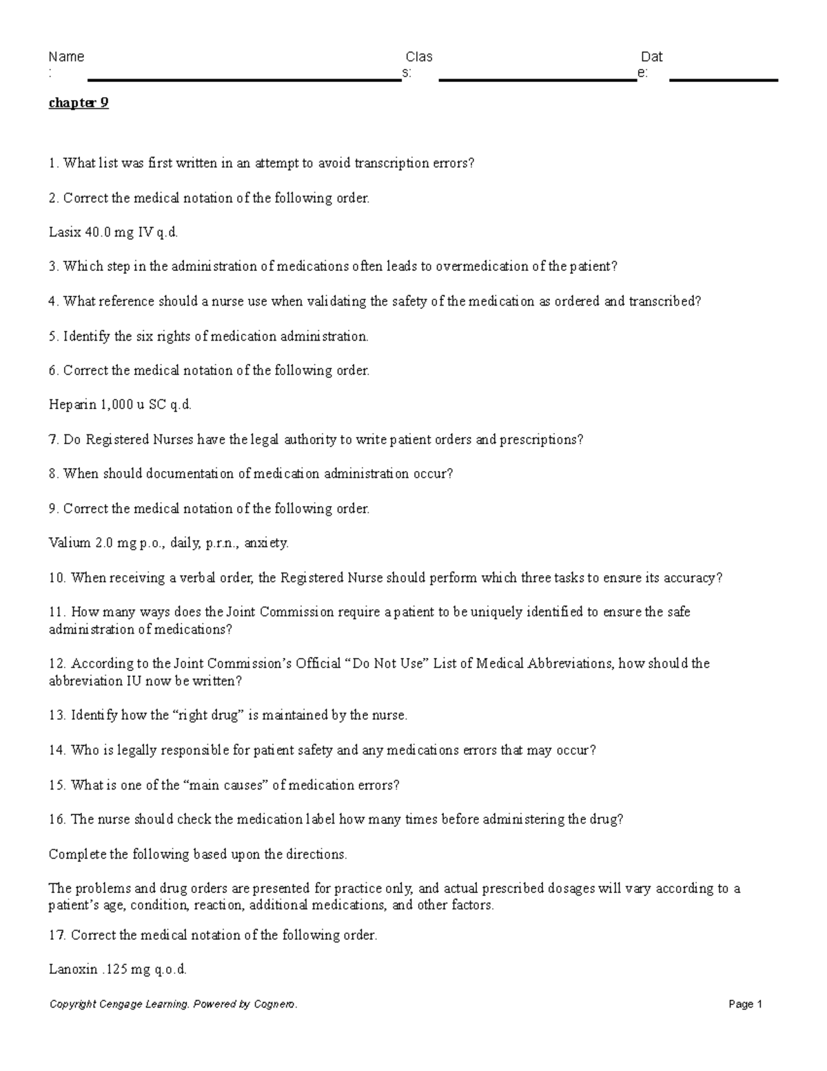 Chapter 9 - Practice Notes - : S: E: Chapter 9 1. What List Was First ...