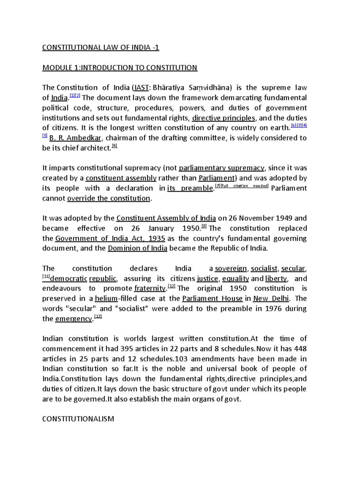 Constitutional LAW OF India-module 1 - CONSTITUTIONAL LAW OF INDIA ...