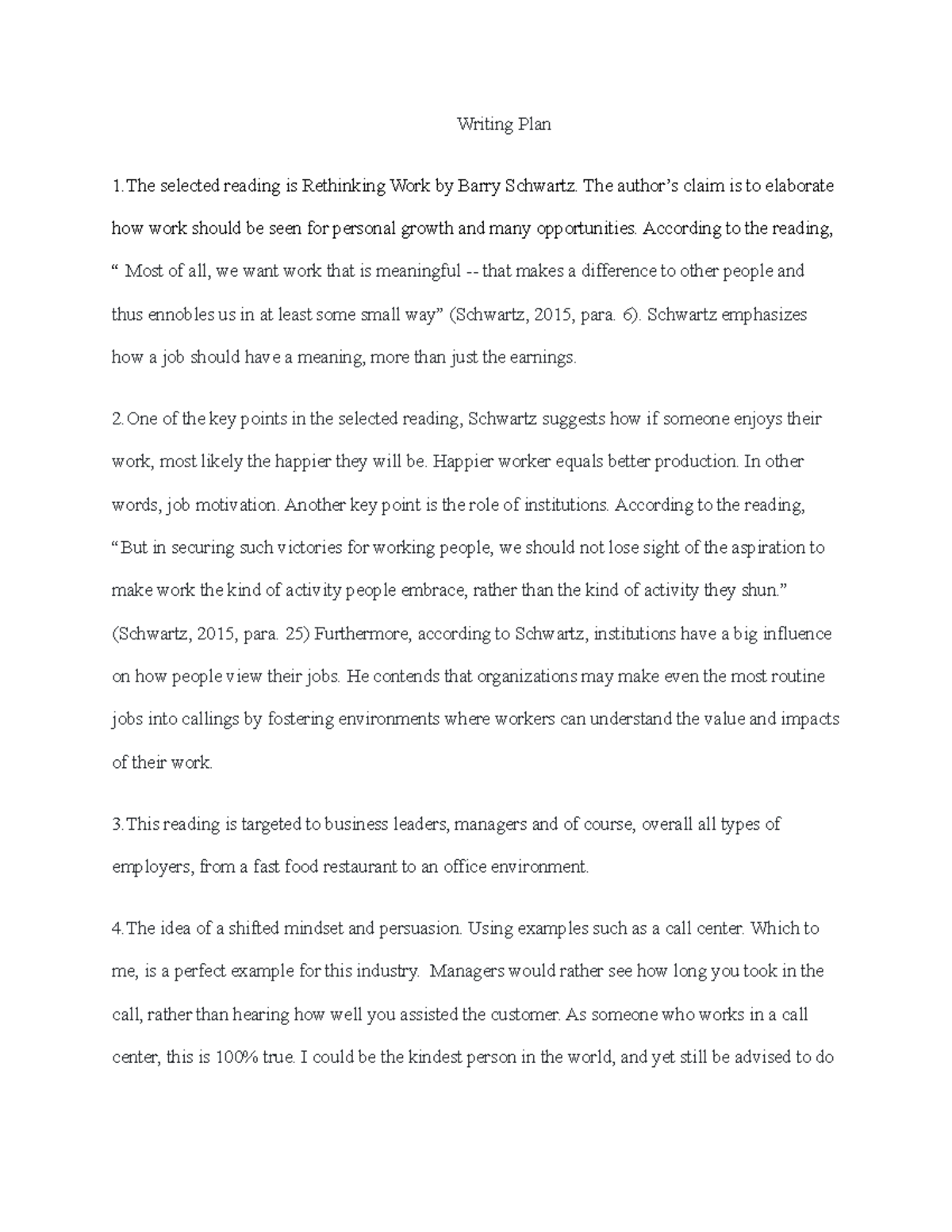 Writing PLAN ENG 1 - ENG-122-H6727 - SNHU - Studocu