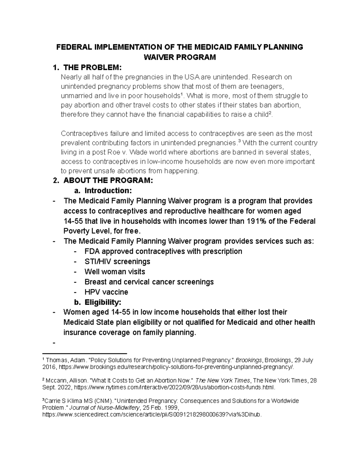 Tien Dao GEA Stage 3 FEDERAL IMPLEMENTATION OF THE MEDICAID FAMILY