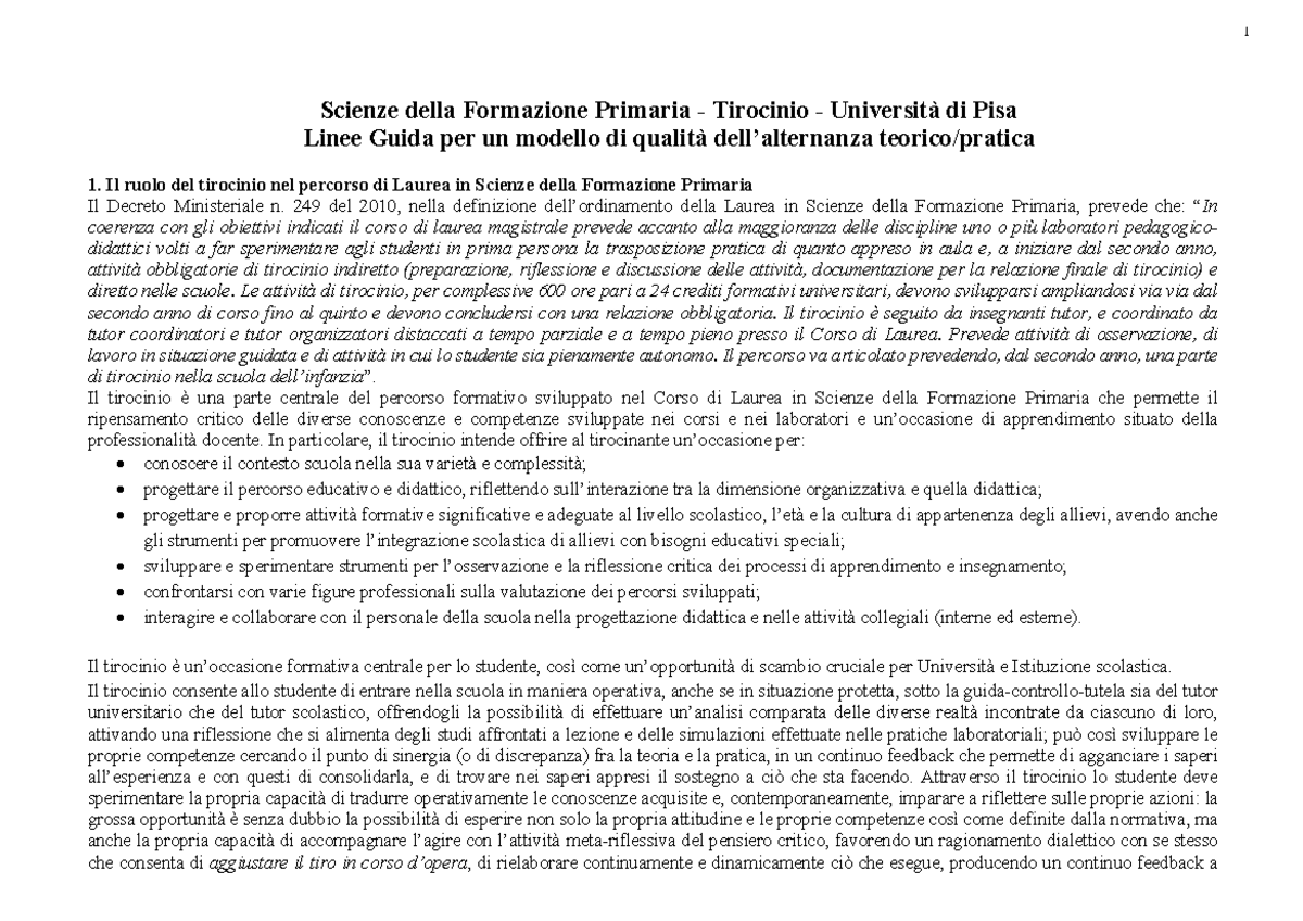 scienze della formazione primaria pisa