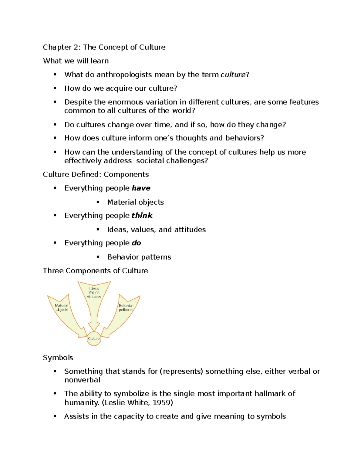 CA Chapter 2 Textbook Notes - Chapter 2: The Concept of Culture What we ...