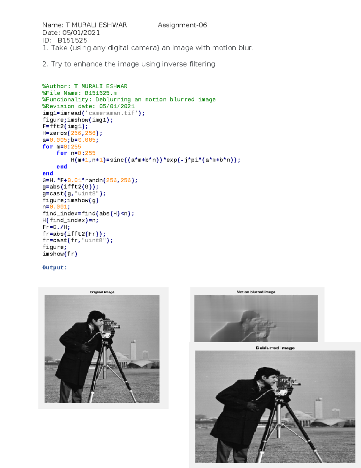 B151525 DIP 61 - dip 6 assignment - Date: 05/01/ ID: B 1. Take (using ...