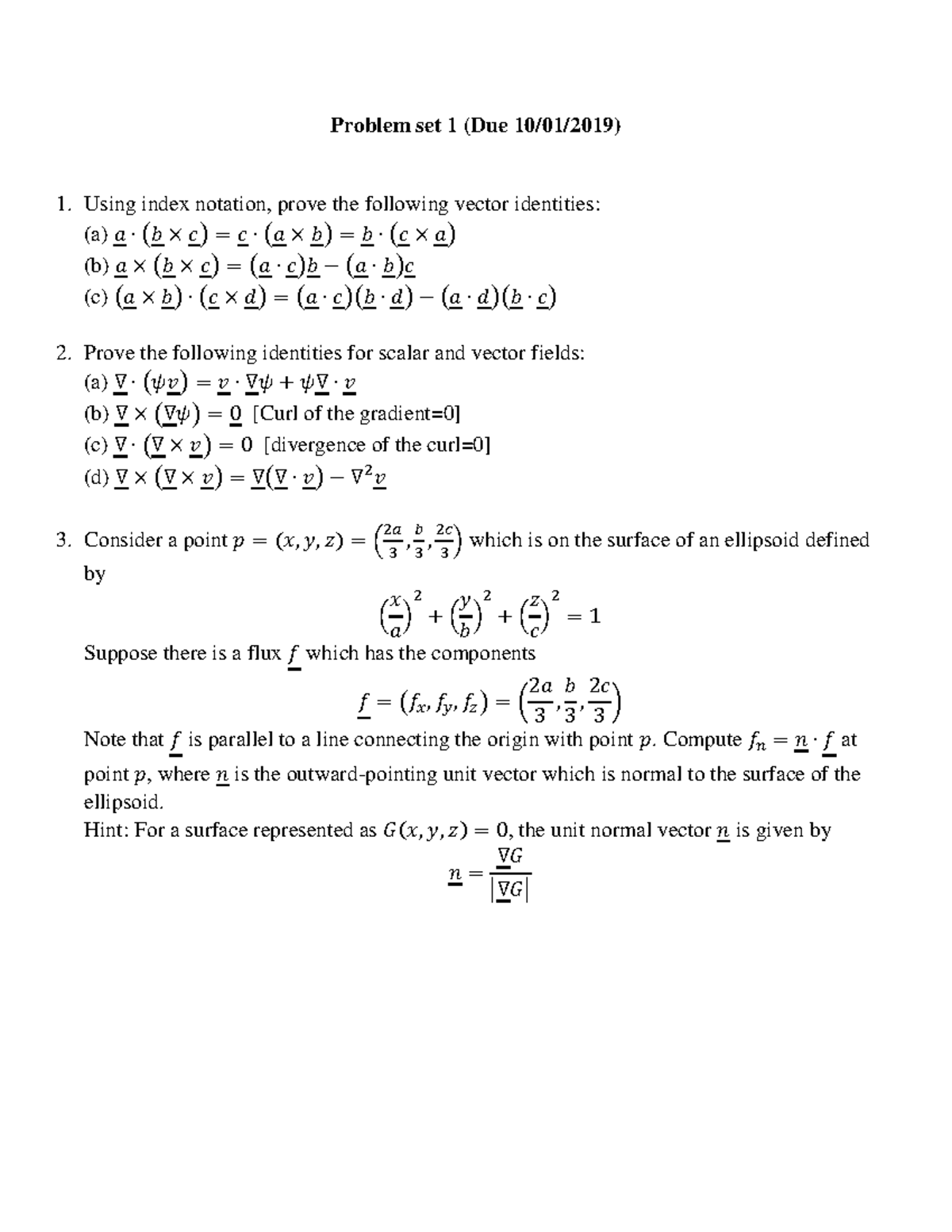 Hw1 The Assignment Would Require A Basic Understanding Of Vectors And Tensors Studocu