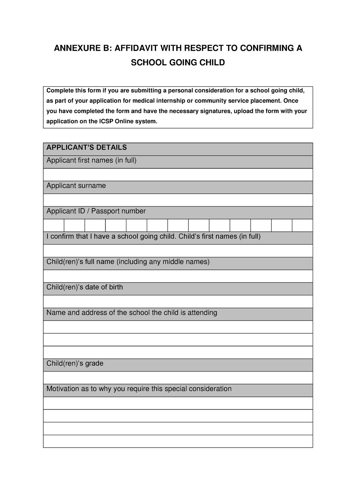 Annexure B-Affidavit School Going Child V2 - ANNEXURE B: AFFIDAVIT WITH ...