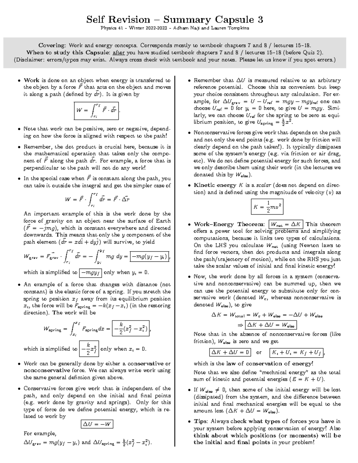 Summary Capsule 3 - Professor Tompkins - Self Revision – Summary ...