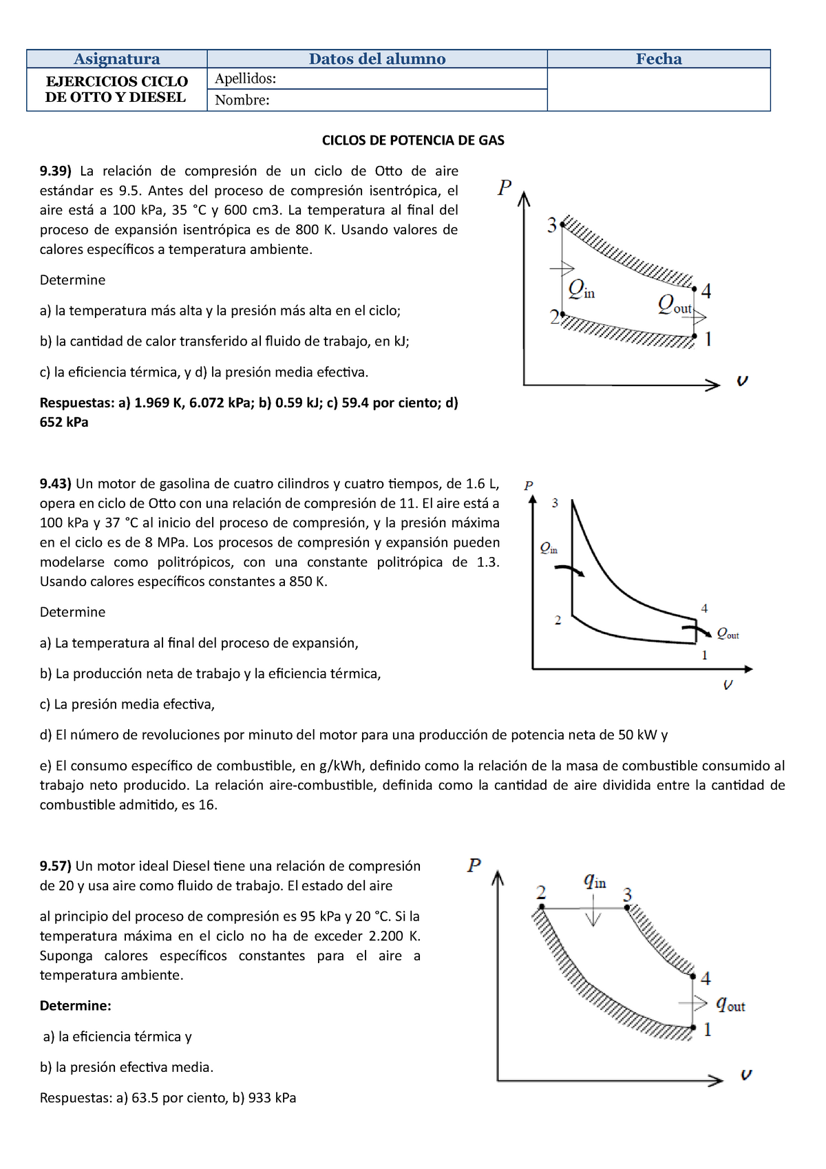 Ejercicios Ciclo De Otto Y Diesel - Asignatura Datos Del Alumno Fecha ...