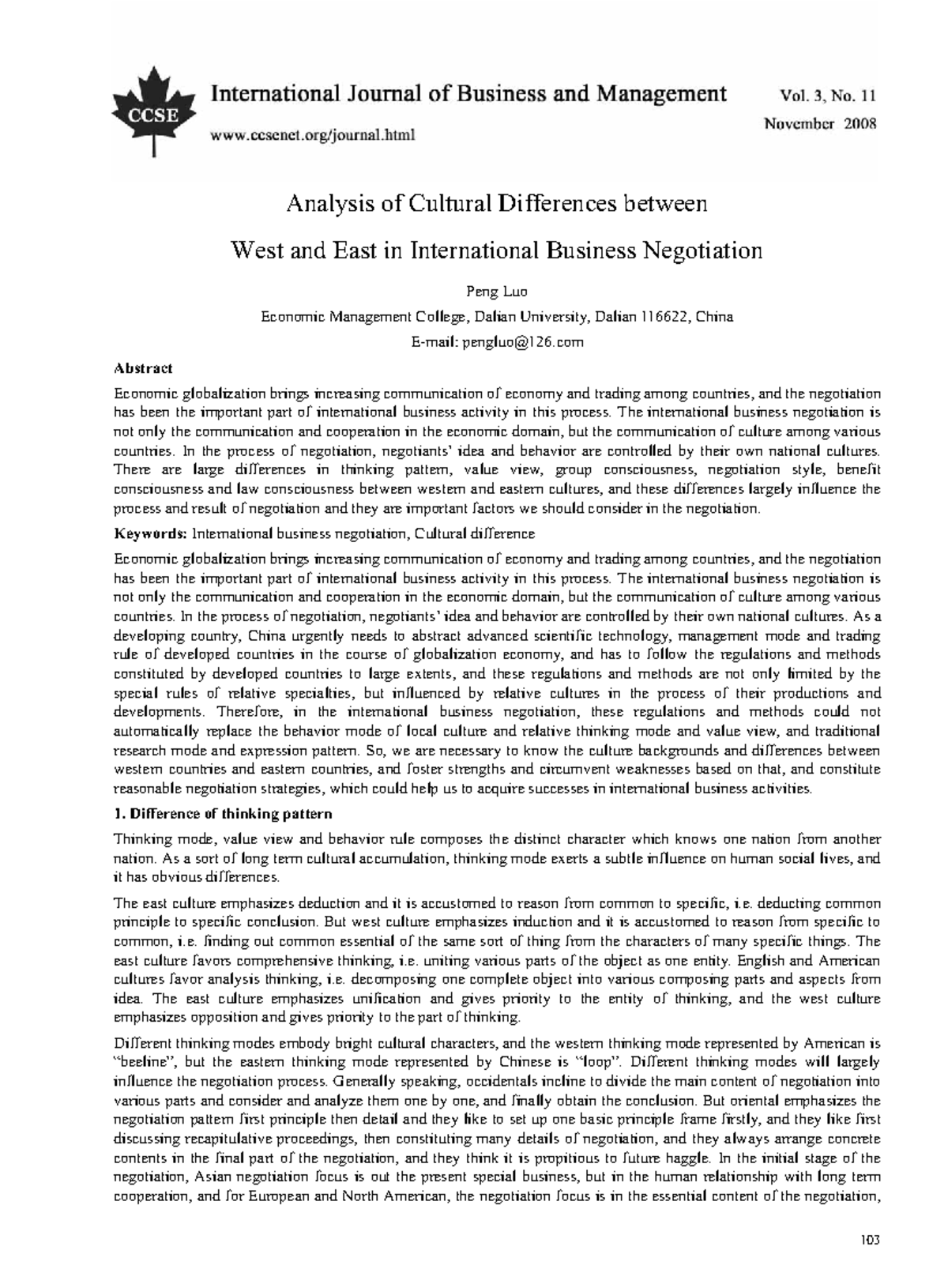 CS#3 Cultural Differences between West and East in Inter. Business ...