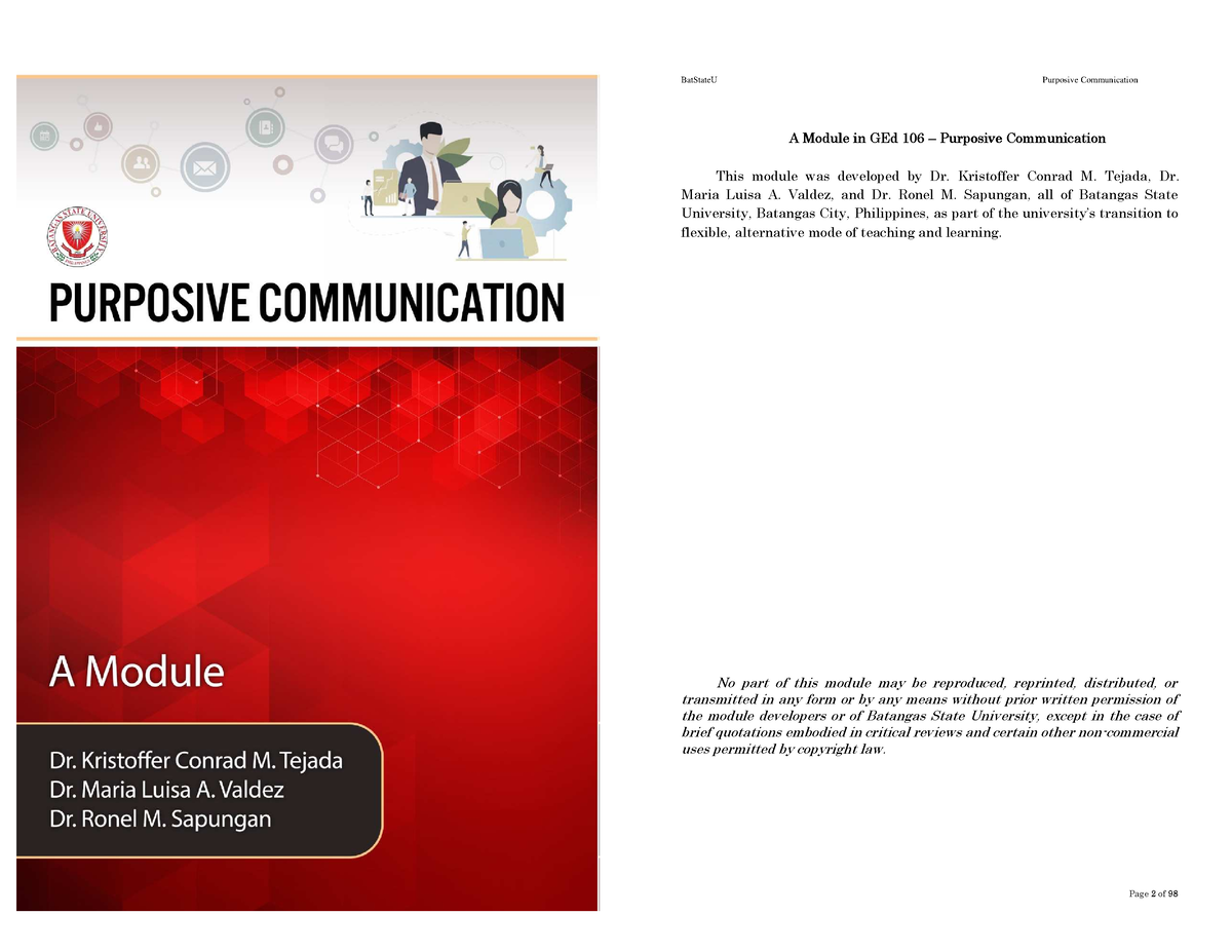 Purposive Coms Purposive Communication Module Batstateu Purposive Communication Page 22222 