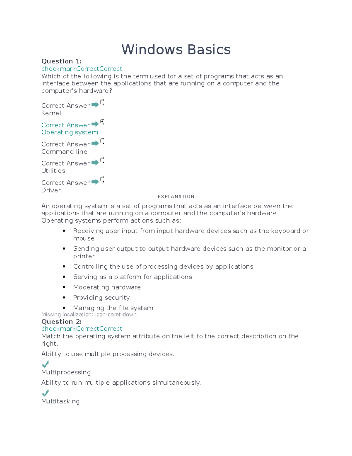 Windows Basics for computer operating systems - Windows Basics Question 1:  checkmarkCorrectCorrect - StuDocu