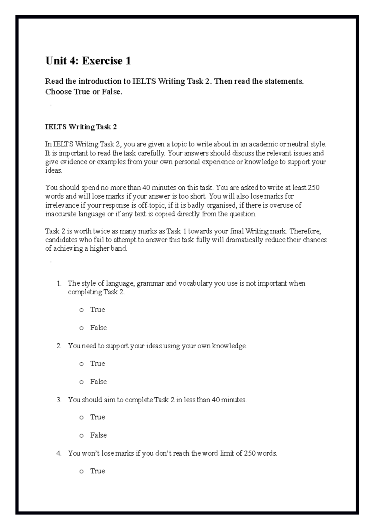Unit 4 Writing Unit 4 Unit 4 Exercise 1 Read The Introduction To