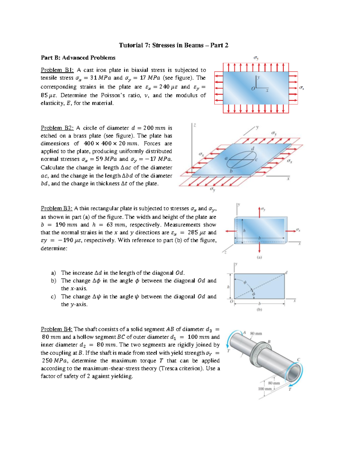 2021 Tutorial 10 Questions - Tutorial 7: Stresses in Beams – Part 2 ...