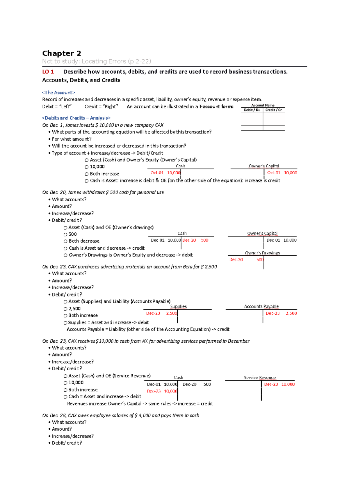 Accounting Chapter 2 - PPT - Chapter 2 Not to study: Locating Errors (p ...