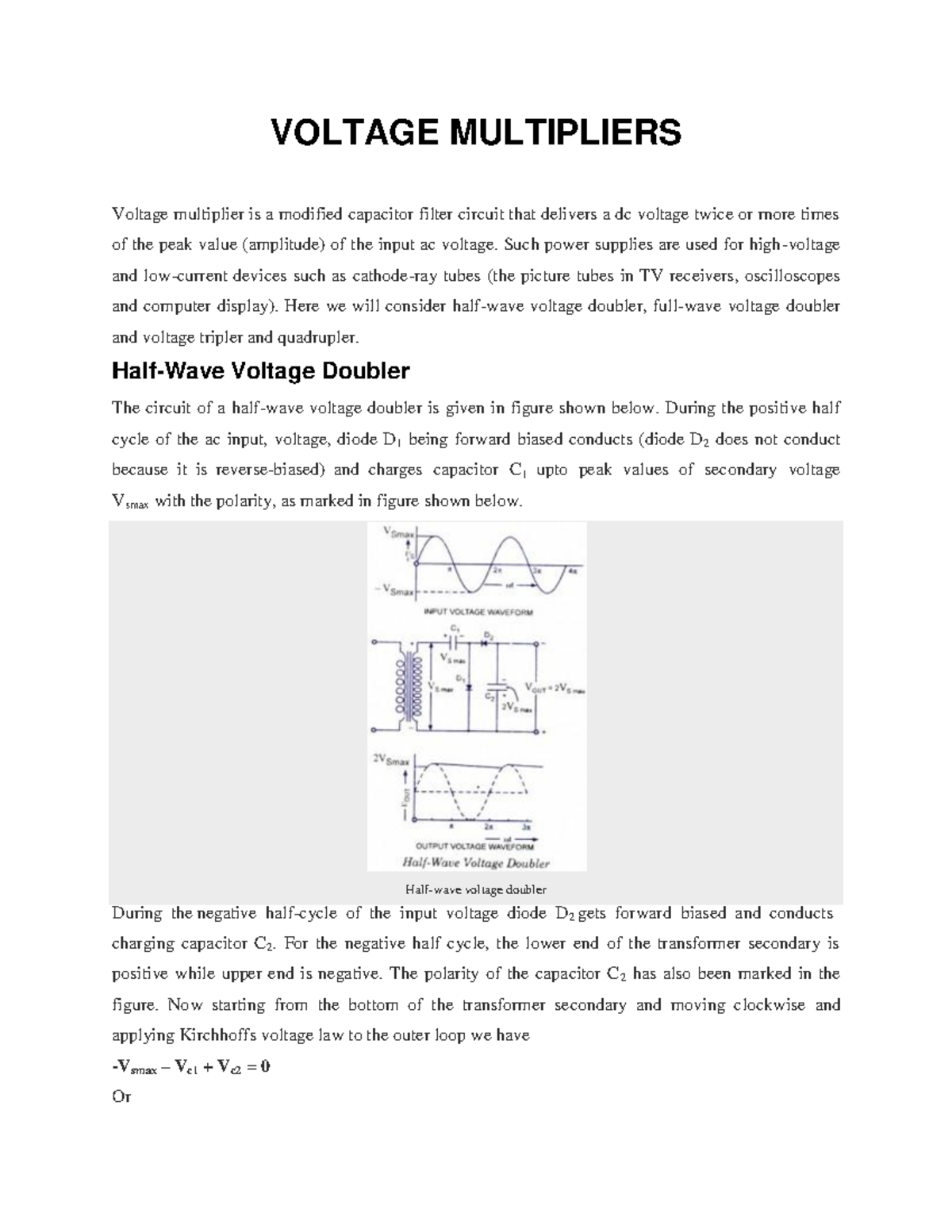 Voltage multipliers Lecture notes Electronic Device and Circuits KTU Studocu