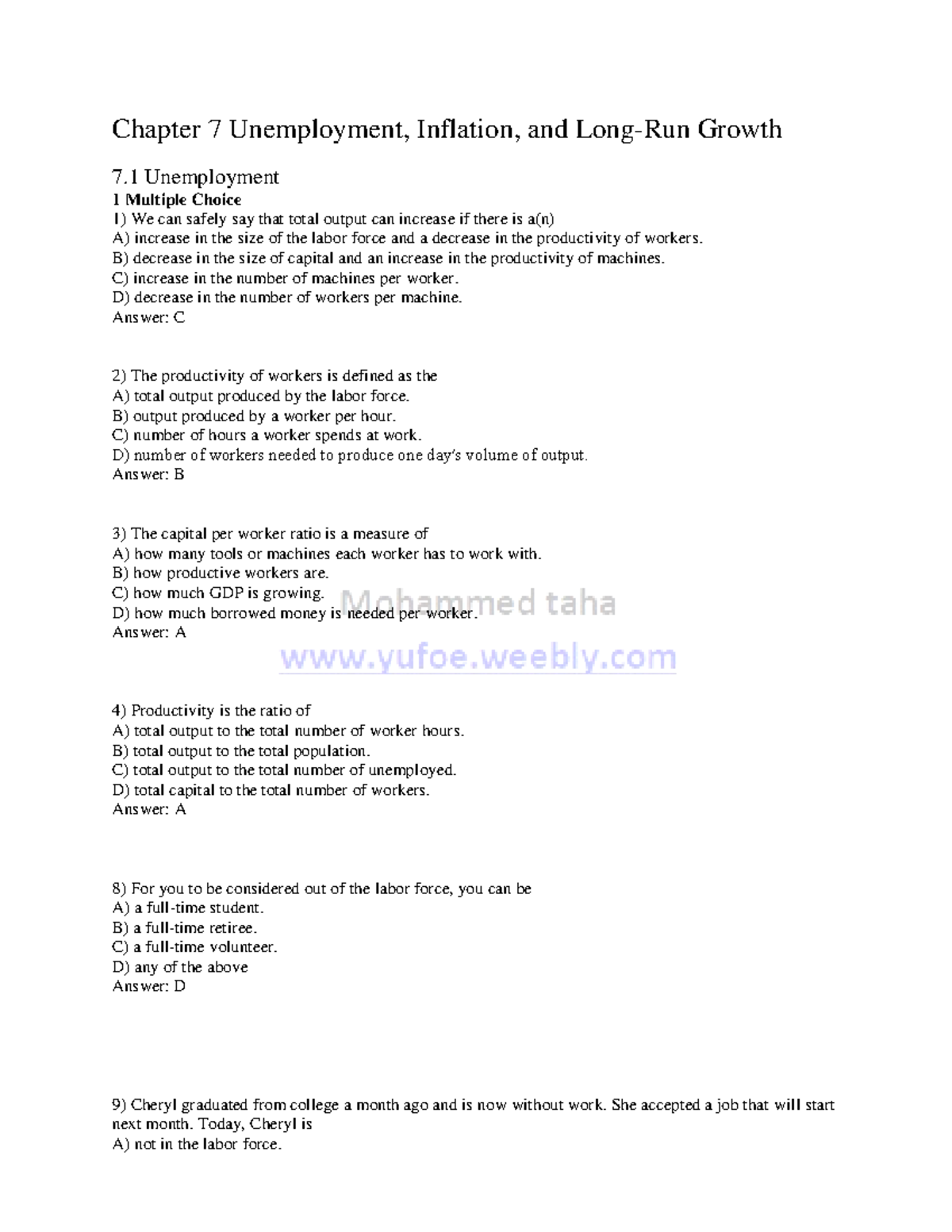 Exam Chapter7 Warning Tt Undefined Function 32 Chapter 7 Unemployment Inflation And 1067