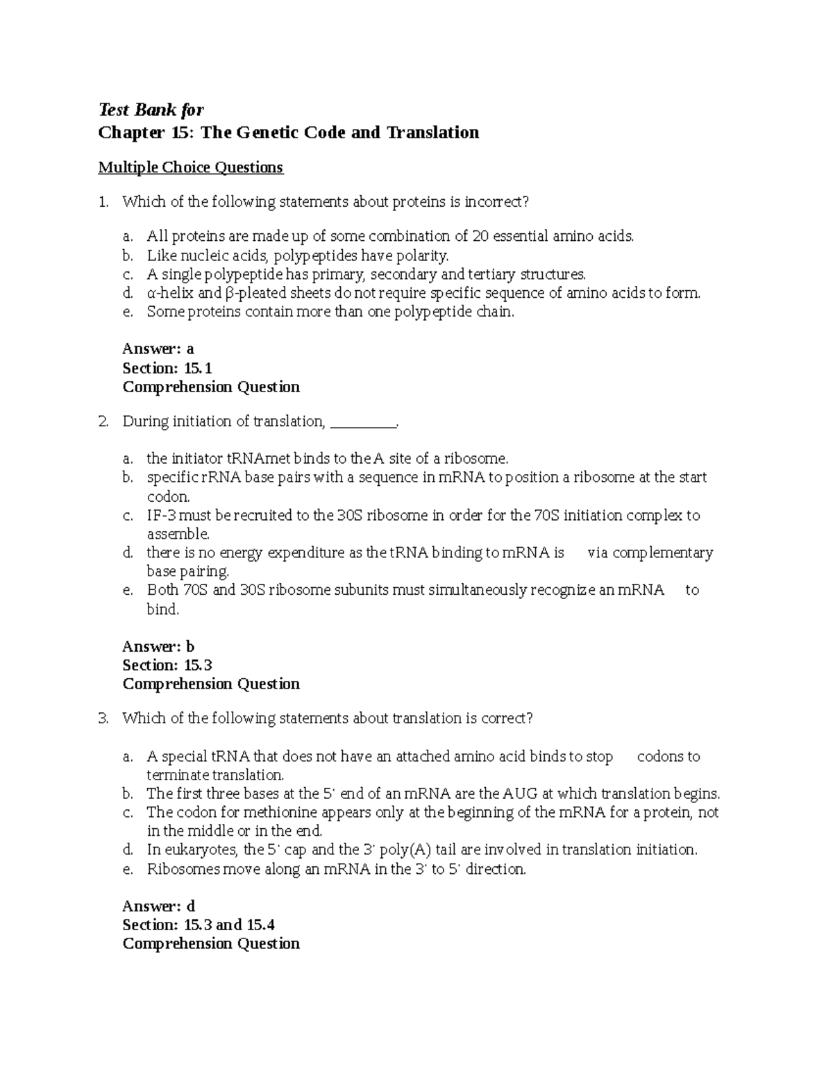 Ch15 - lecture slides from Susan Hoffman for final exam - Test Bank for ...