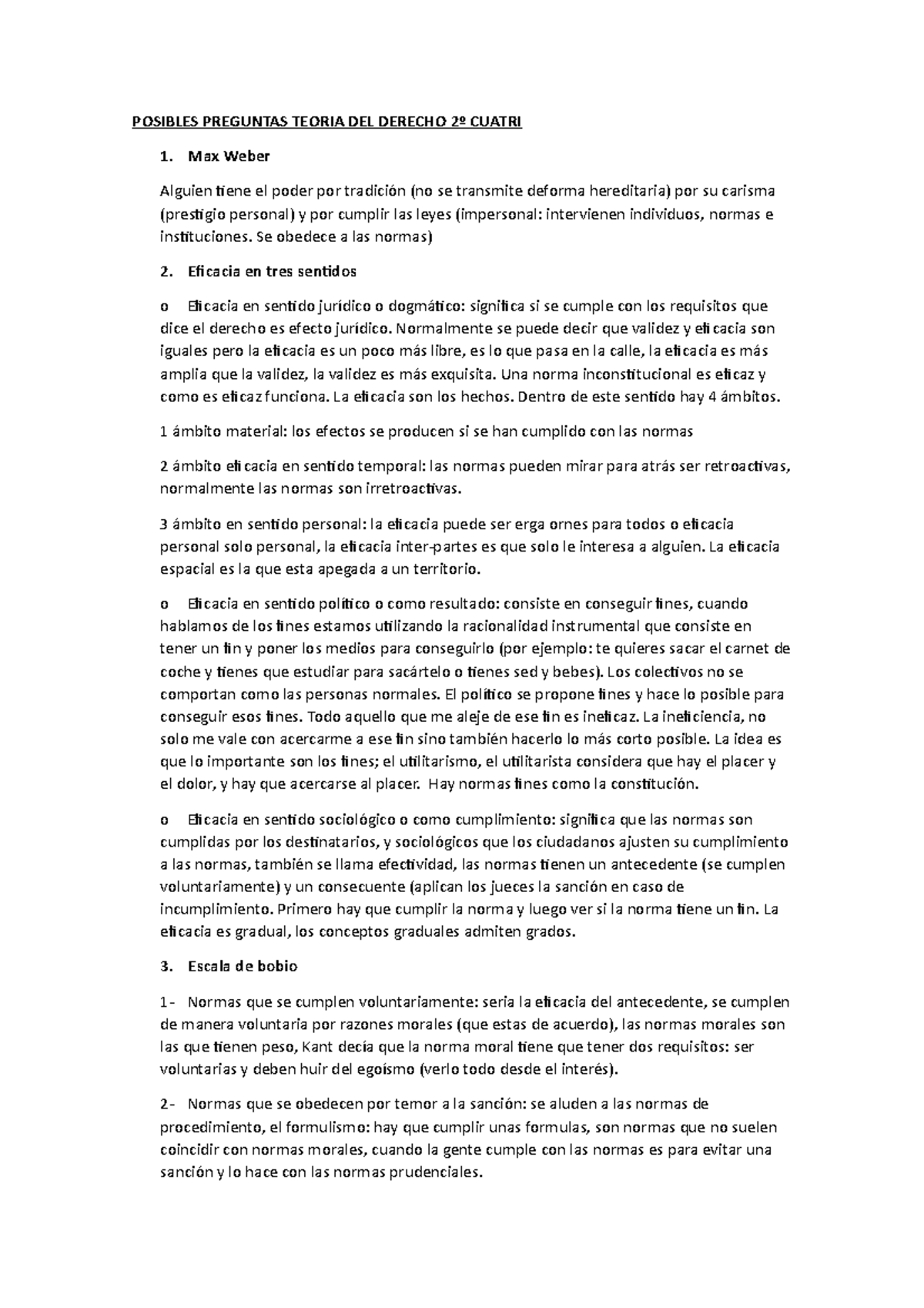 Posibles Preguntas Teoria DEL Derecho 2º Cuatri - POSIBLES PREGUNTAS ...