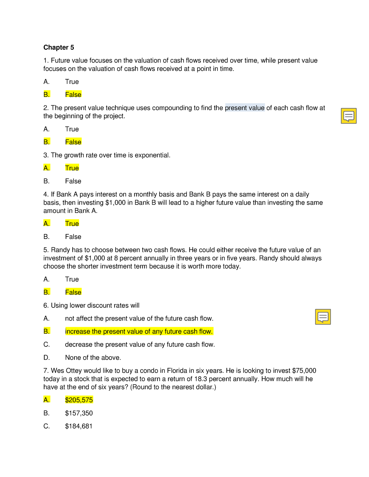 Chap 5,6,7 Selected MCQs - Chapter 5 Future Value Focuses On The ...