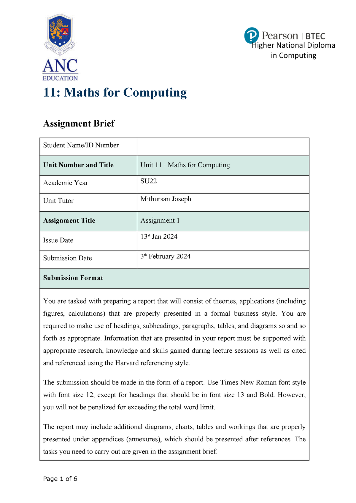 maths for computing assignment esoft