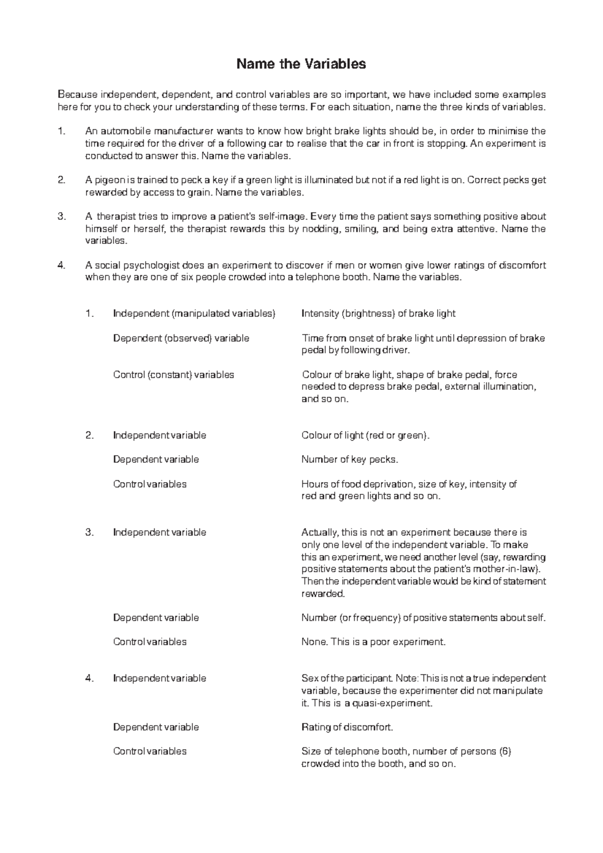 2 - Name the Variables - Name the Variables Because independent ...