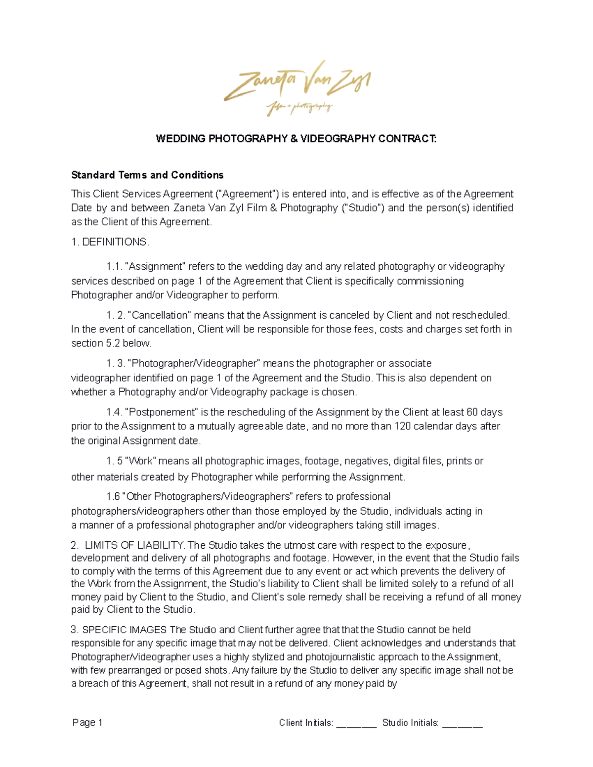 Videography-contract-07 - WEDDING PHOTOGRAPHY & VIDEOGRAPHY CONTRACT ...