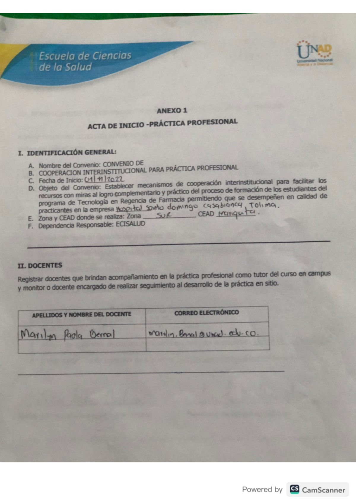Anexo 1 acta de inicio - revisar practicac - Introducción a la regencia ...