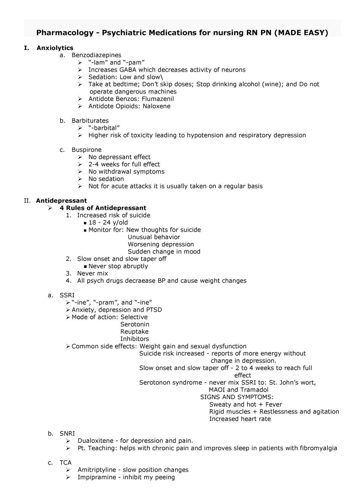 Psych - Pharmacology - Psychiatric Medications for nursing RN PN (MADE ...