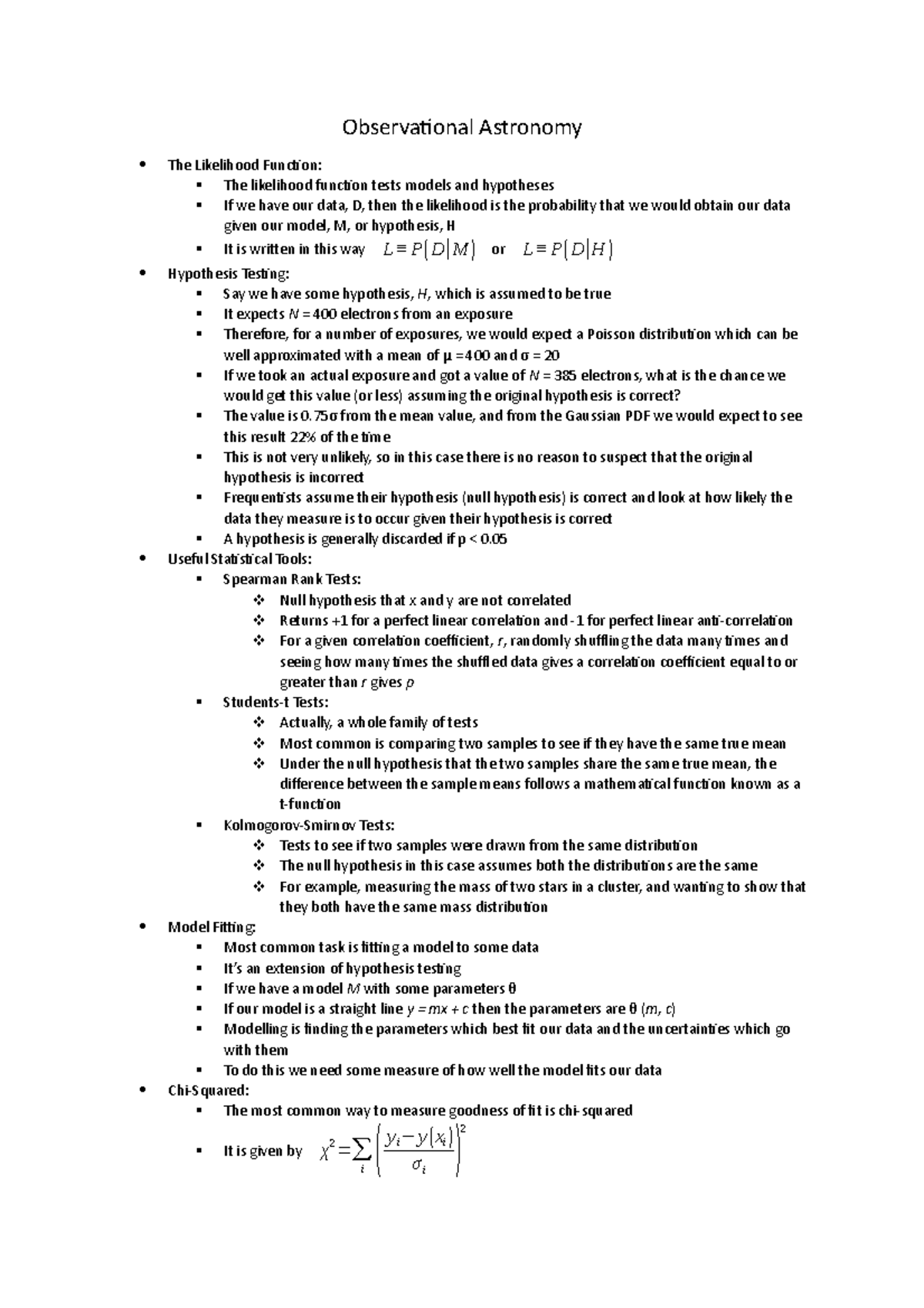 Observational Astronomy 10 Observational Astronomy The Likelihood Function The Likelihood