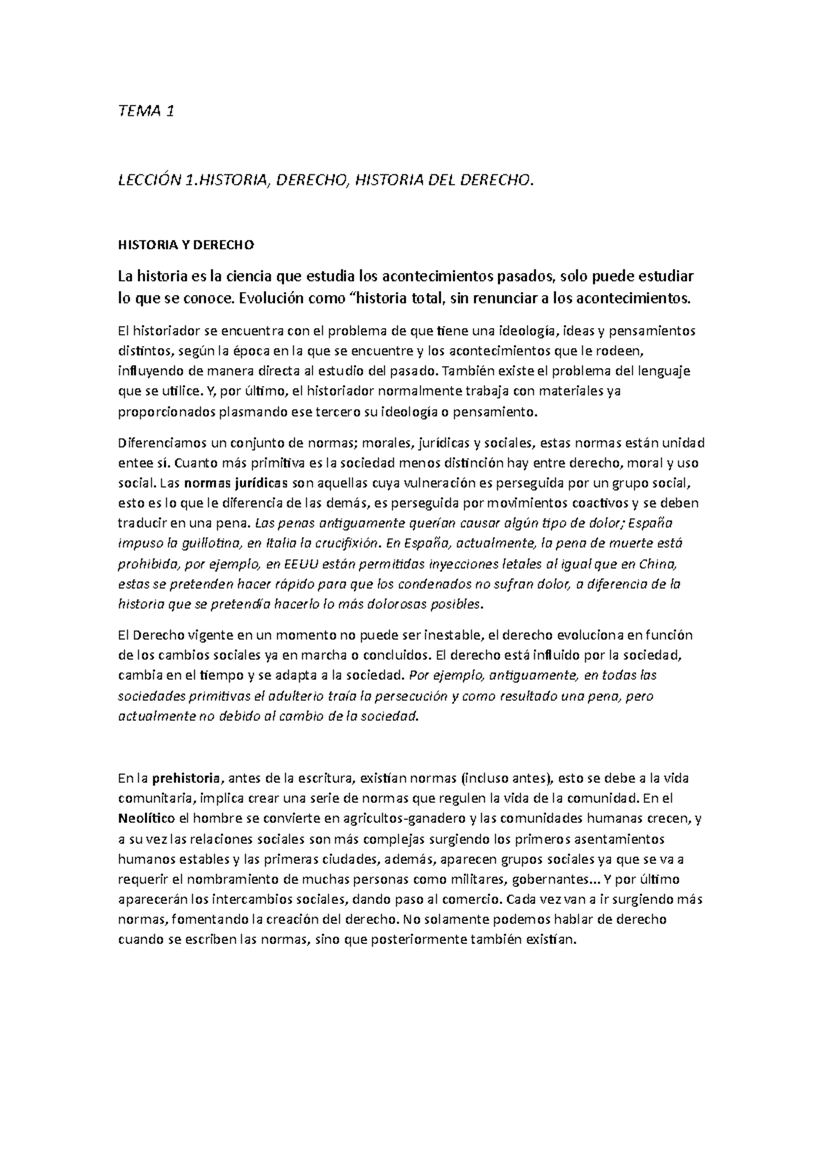 Historia Del Derecho Lección 1 - TEMA 1 LECCIÓN 1, DERECHO, HISTORIA ...