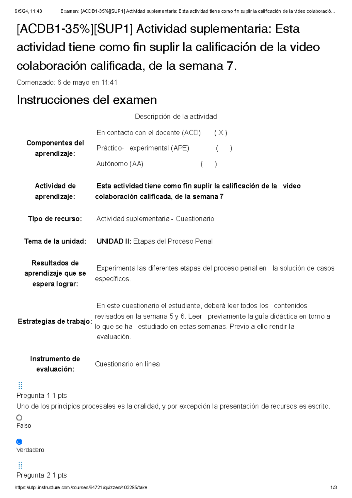 Examen [ACDB 1-35%][SUP 1] Actividad Suplementaria Esta Actividad Tiene ...