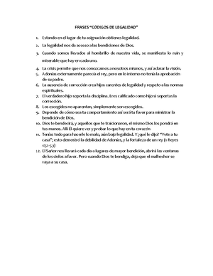 Frases - legalidad - FRASES “CÓDIGOS DE LEGALIDAD” Estando en el lugar de  tu asignación obtienes - Studocu