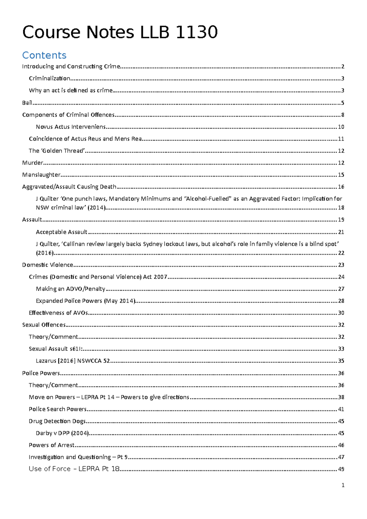 Course Notes LLB 1130 - Summary Foundations of Law - Course Notes LLB ...