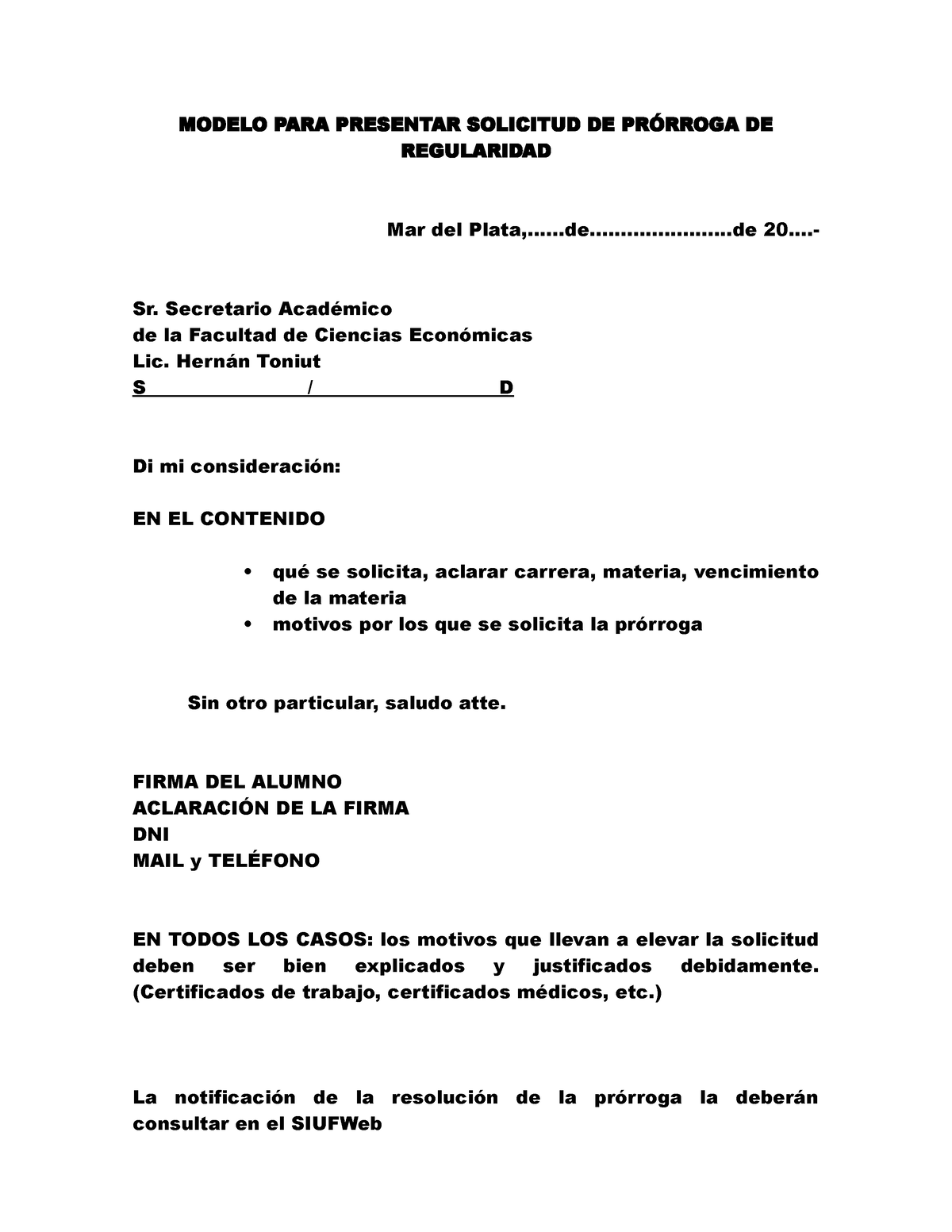 Modelo Solicitud Prórroga 2 Modelo Para Presentar Solicitud De PrÓrroga De Regularidad Mar 0045