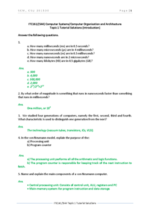 Topic 1 Tutorial Solutions Csu Studocu