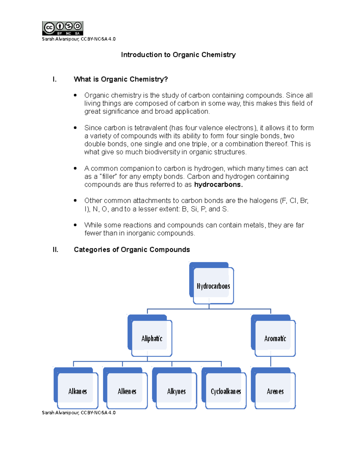 Organic Chemistry v L2x PA0 Introduction to Organic Chemistry I. What