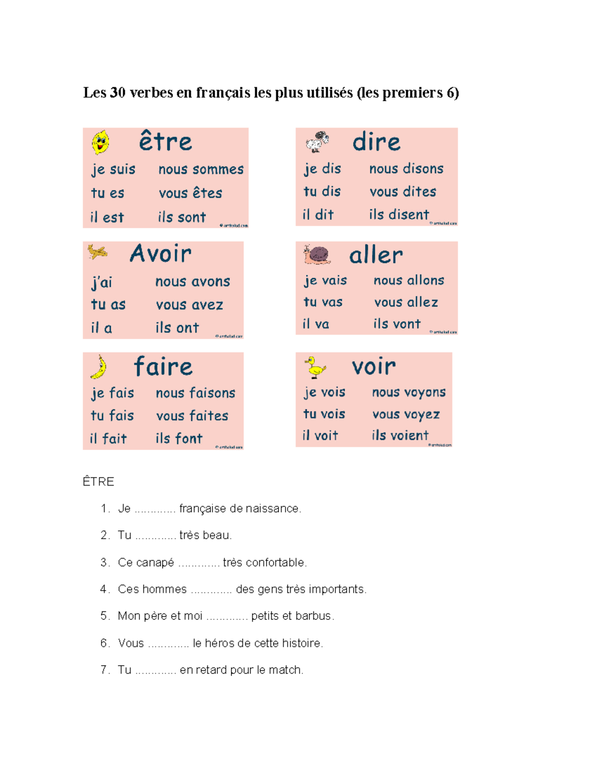 Les 30 Verbes En Français Les Plus Utilisés - 6 - Les 30 Verbes En ...