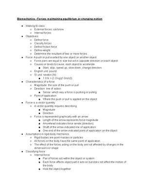 Biomechanics Introduction Notes - Introduction: Why Study Biomechanics ...