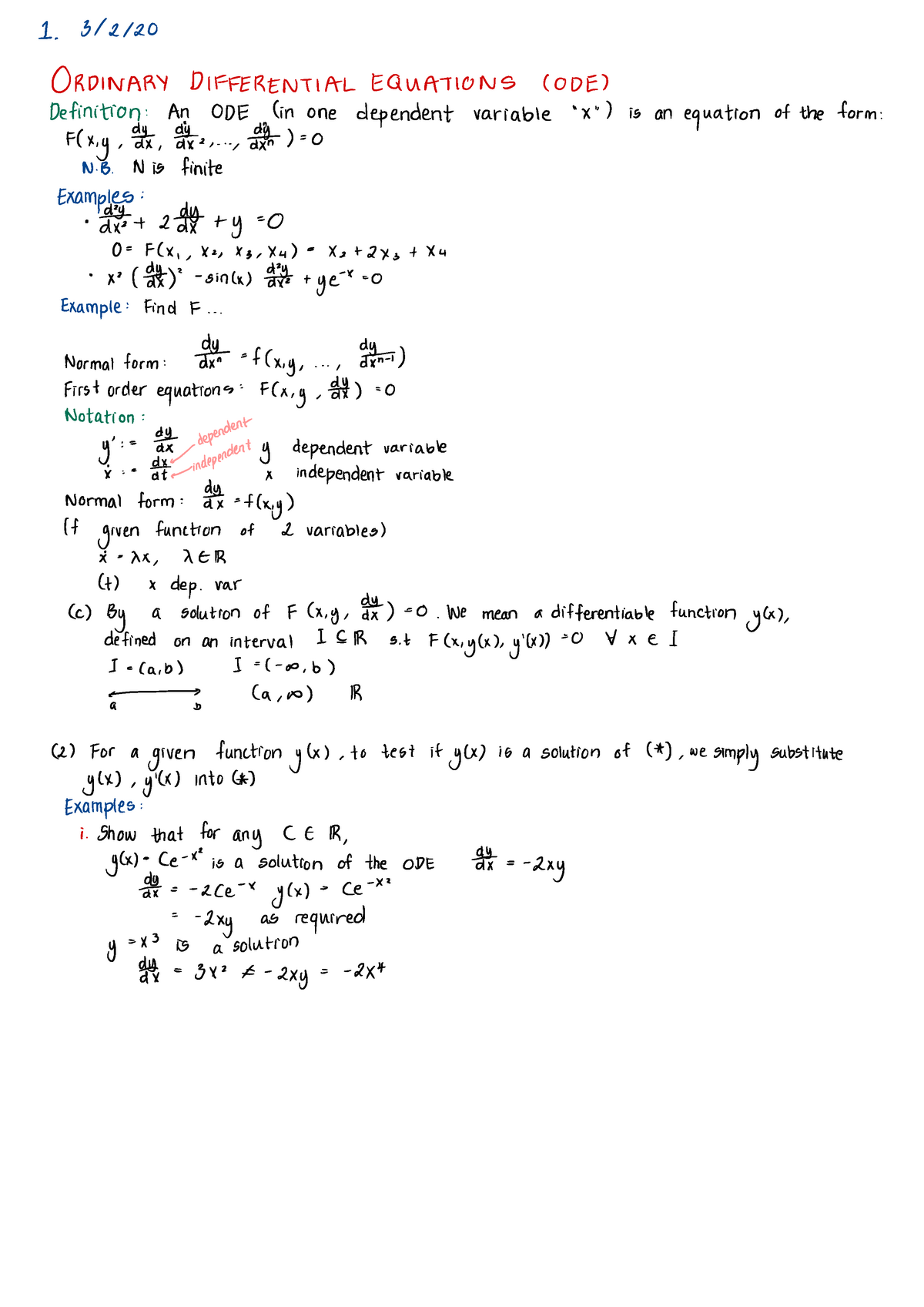 Mt301c Ordinary Differential Equations Studocu