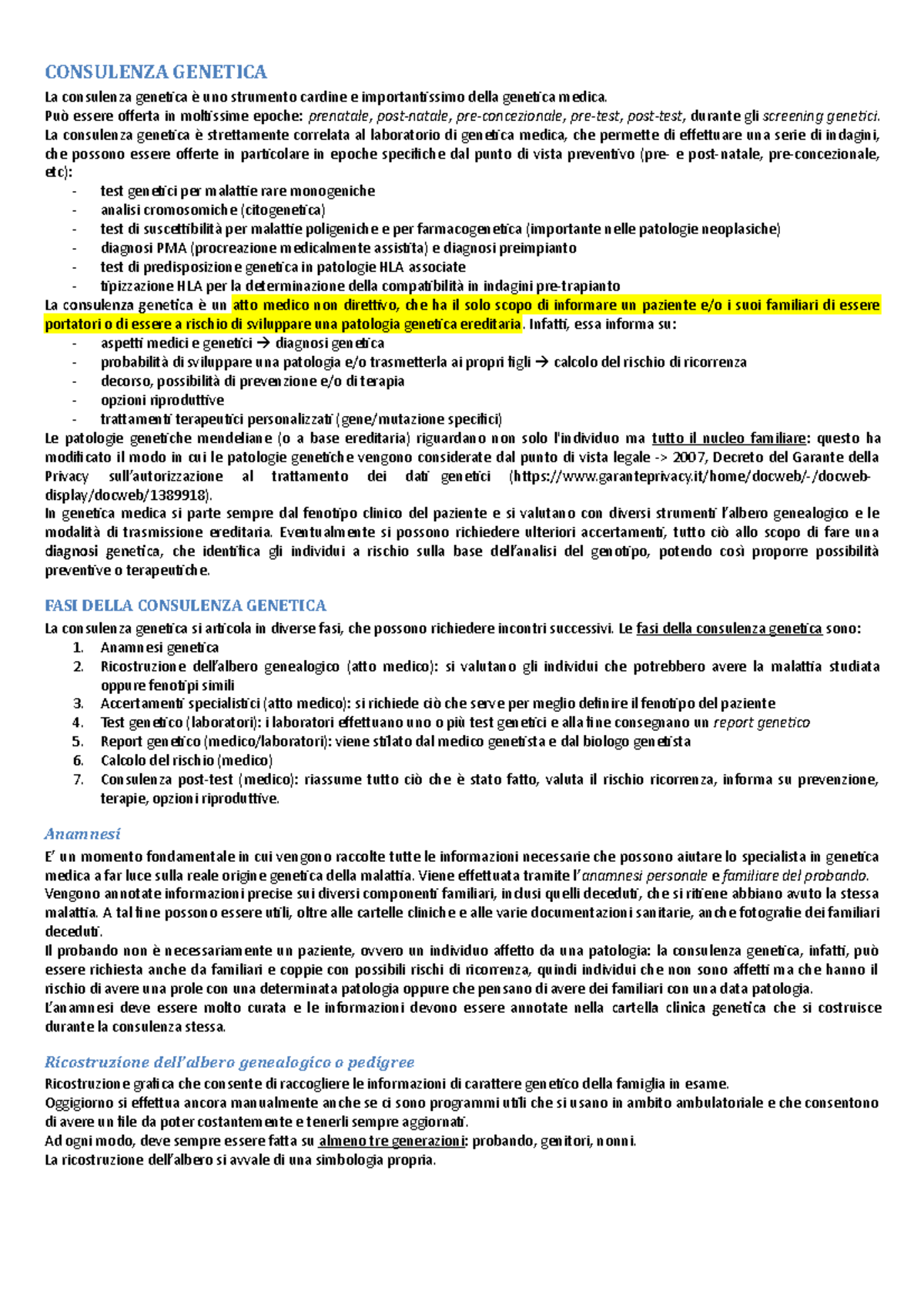 Dispensa genetica pt 2 - CONSULENZA GENETICA La consulenza genetica è ...