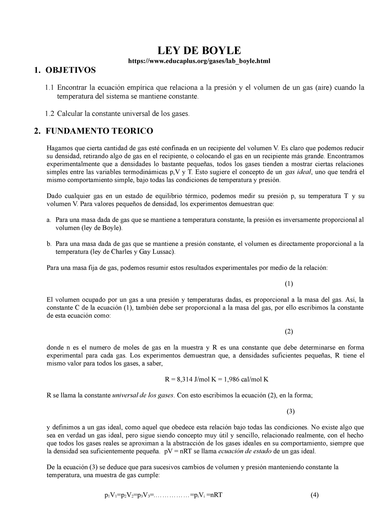 Informe N°04 Ley De Boyle Murga - LEY DE BOYLE Educaplus/gases/lab ...