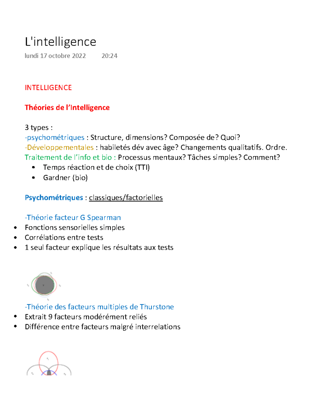 Notes du cours sur l'intelligence - INTELLIGENCE Théories de l ...