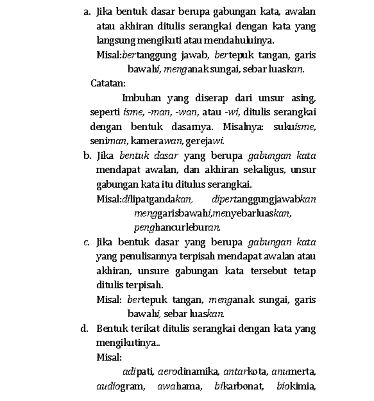 Catatan Bahasa Indo 16 - A. Jika Bentuk Dasar Berupa Gabungan Kata ...