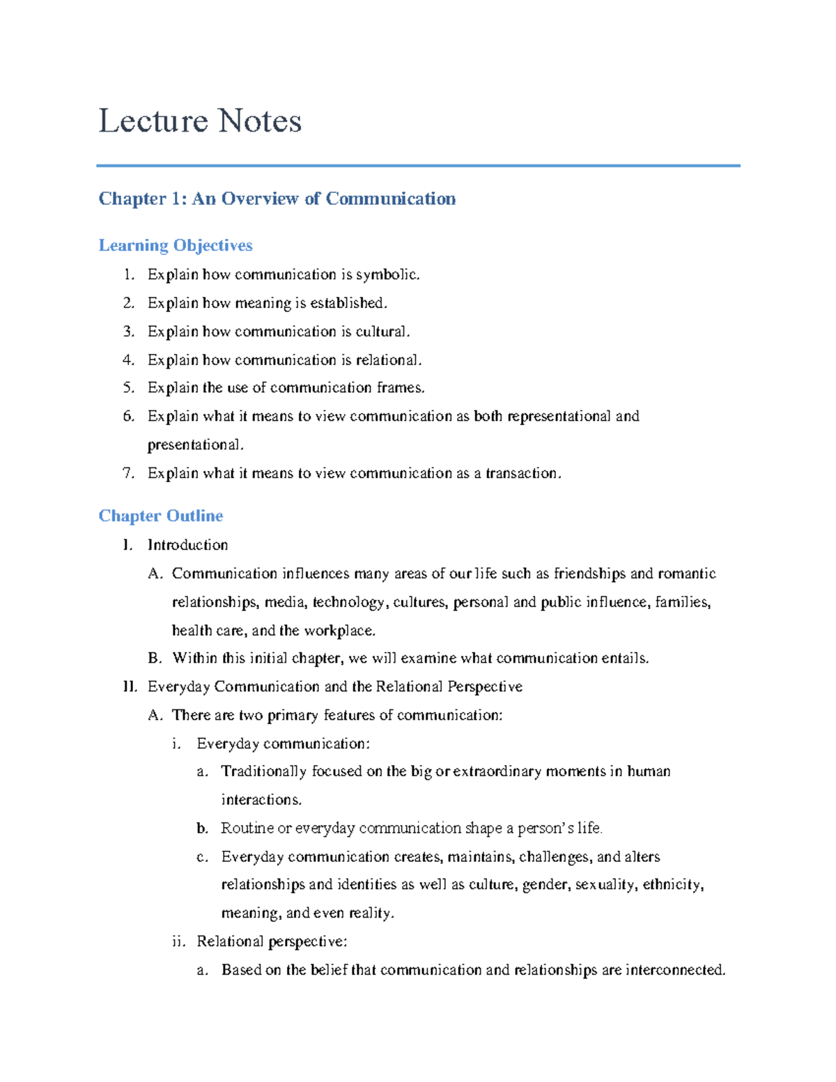 Chapter 1 - Lecture Notes Chapter 1: An Overview of Communication ...
